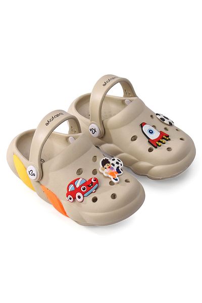 Babyoye Clogs with Strap Closure & Applique - Beige