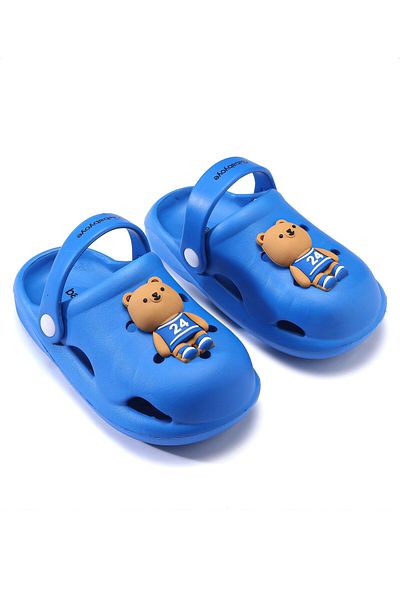 Babyoye Teddy Detailed Clogs with Back Strap Closure - Blue