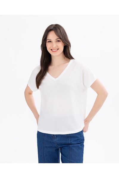 SEÇİL V-NECK WAIST LENGTH BASIC TEE
