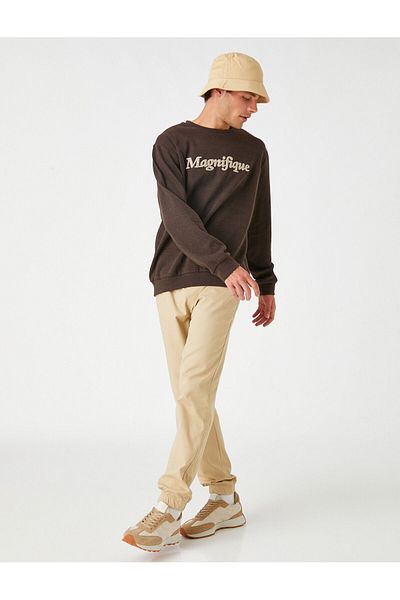 Koton Crew Neck Text Printed Sweatshirt
