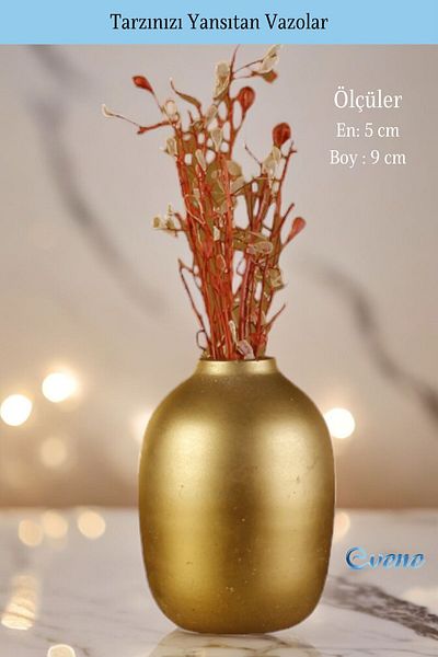 Evene Small Vase for Home Decoration - Tabletop Vase, Gold Color Model 6