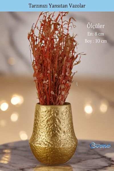 Evene Small Vase for Home Decoration - Tabletop, Gold Color Model 11