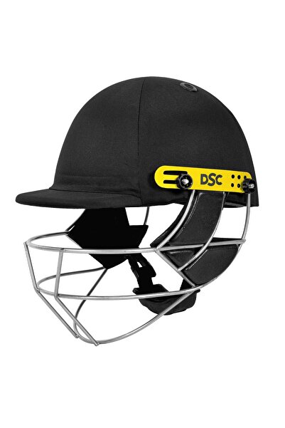 DSC خوذة كريكيت Defender | سوداء | مقاس: متوسط | للرجال والأولاد | شبكة فولاذية قابلة للتعديل