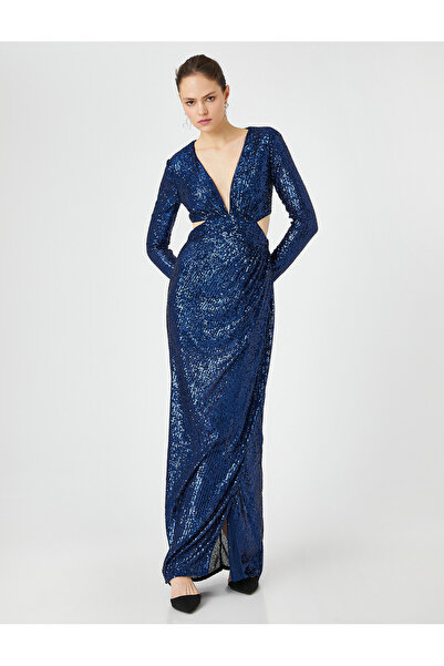 Koton Střední indigové šaty 3WAK80131FK