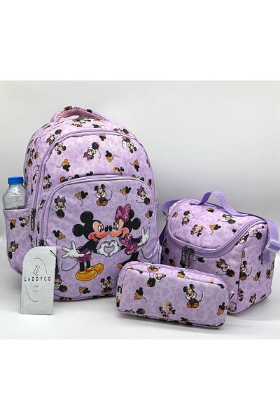 Bevitton Lilac Primary School Bag Character Printed Orthopedics Set of 3 Girl's First School Bag