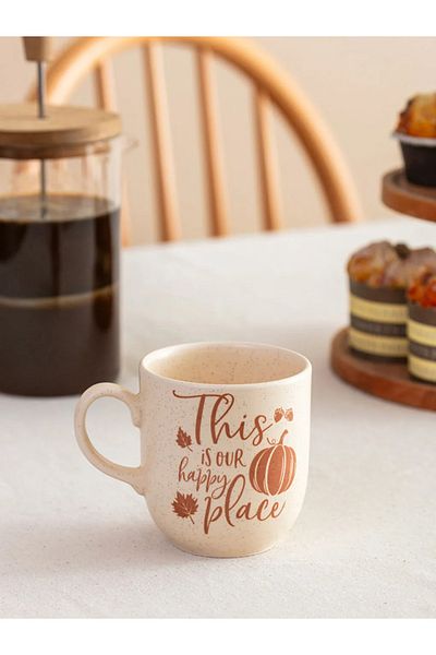 LC Waikiki Lcw Home Orange Printed Ceramic Mug Cup 345 ml