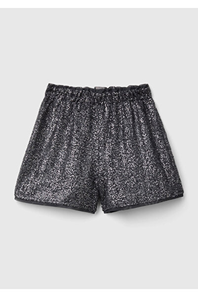 United Colors of Benetton Kız Çocuk Siyah Tamamı Desenli Elastik Yüksek Belli...