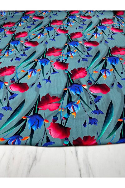 ipekkumaş Çuha Çiçeği Desen Bambu Dijital Elbiselik Viskon Kumaş