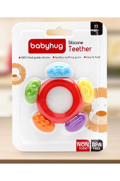 Babyhug Babyhug Silicone Teether Orange Shape, Multi-Textured Soft Material,BPA-Free - 3 to 24 Months