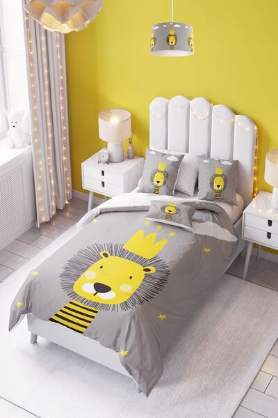 dekomingo طقم غطاء لحاف بنقشة الأسد الملك (بدون ملاءات) - غطاء وسادة 155x220 ...