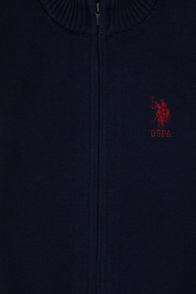 U.S. Polo Assn. Erkek Çocuk Lacivert Fermuarlı Triko Hırka 50295560-VR033