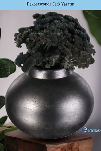 Evene Vazo Küçük Vazo Masa Üstü Vazo Ev Dekorasyon Vazo Gümüş Eskitme Renk Model 36