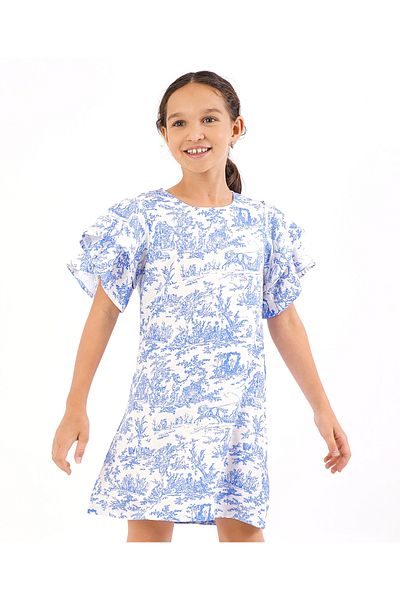 Primo Gino Primo Gino Short Sleeves Printed Dress - Blue
