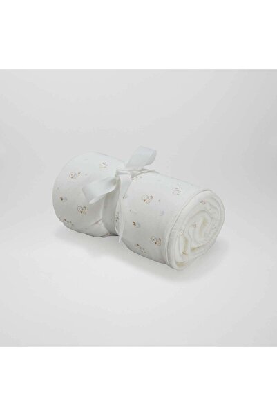 KIABI بطانية مطبوعة باللون الأبيض