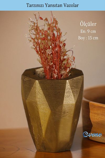 Evene Small Vase - Table Top and Home Decoration, Gold Antique Color Model 31