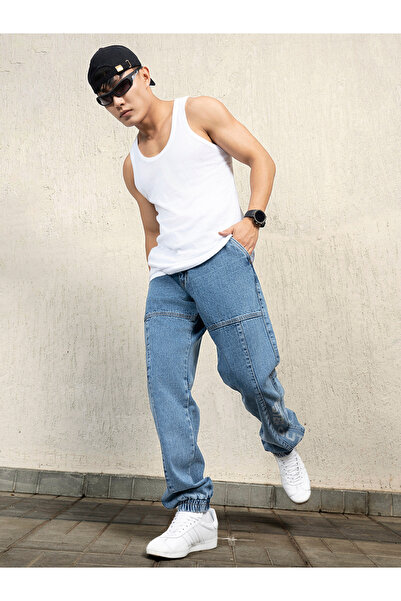 Hubberholme By Styli Mid Rise Relaxed Fit Cut & Sew Panel Jeans