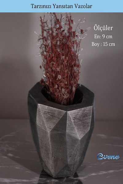 Evene Small Vase - Table Top Home Decoration, Silver Antique Color Model 31