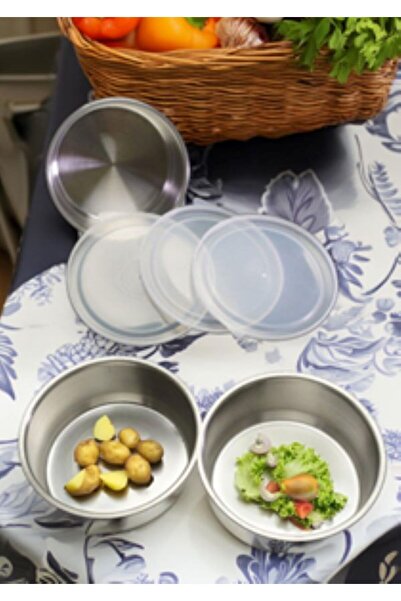 Doğuş Mutfak حاوية تخزين من الفولاذ المقاوم للصدأ 3 قطع مقاس 14 × 6 سم مع غطاء