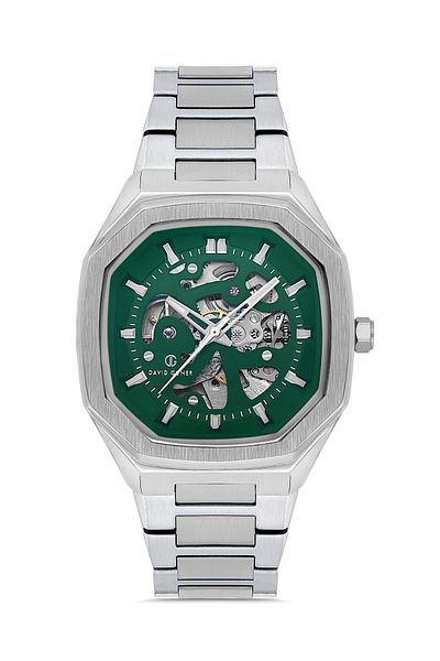 DAVID GUNER Men's Wristwatch Dg-8501Ga-A10 with Silver Coated Green Dial