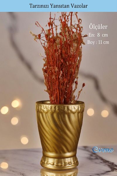 Evene Small Vase for Home Decoration - Table Top and Gold Color Model 47
