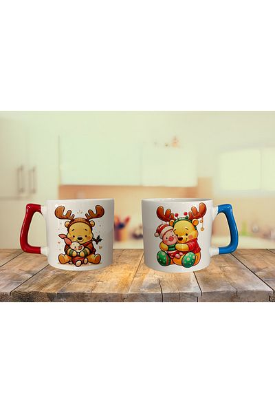 RHG Art عيد الميلاد تحت عنوان عيد الميلاد زي POO المطبوعة الملونة مقبض كوب فاخر