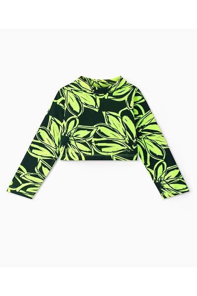Ollington St. Ollington St. - Cotton Knit Full Sleeves Floral Printed Top & Culottes Set - Black & Green