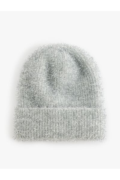 Koton Plush Knitted Beanie - Glitter and Layered Brim