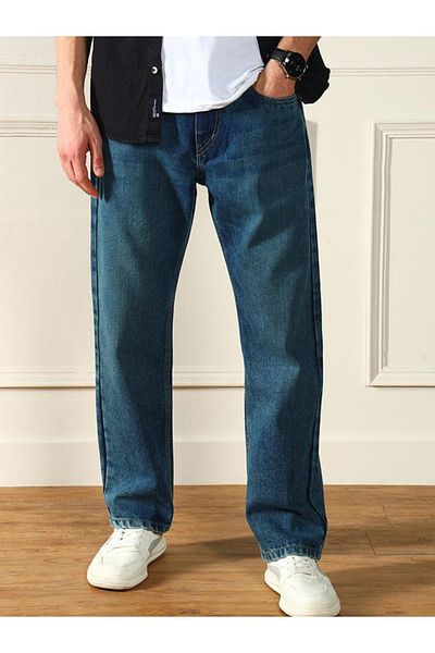 Dennis Lingo By Styli Mid Rise Relaxed Fit Low Fade Jeans