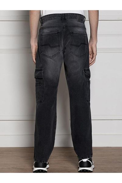 Dennis Lingo By Styli Mid Rise Relaxed Fit Light Fade Cargo Jeans
