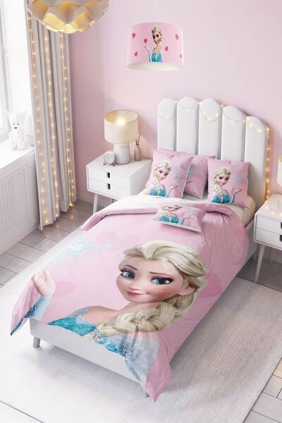 dekomingo Pembe Kalpli Elsa Bebek Ve Çocuk Nevresim Takımı ( Çarşafsız )