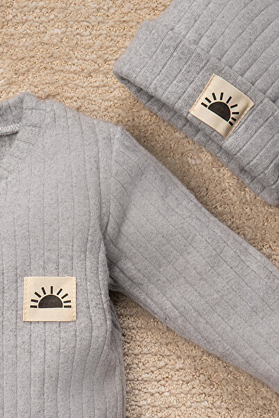 Mai Perla Güneş Armalı Bereli Düz Renk Tulum Bebek Takımı