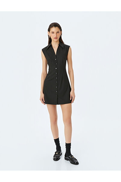 Koton Rochie cămașă mini fără mâneci cu nasturi în linie A