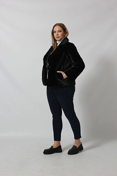 Moda Berray 3260 SİYAH SUNİ KÜRK KISA KABAN