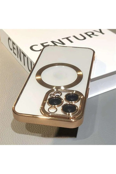 Fibaks Apple Iphone 11 Pro Max Uyumlu Kılıf Kamera Lens Korumalı Şeffaf Renkli Logo Gösteren Parlak Kapak