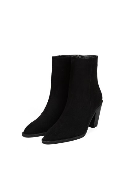 LA PASSION Kadın Ithal Siyah Süet Fermuarlı Bot Süet Siyah