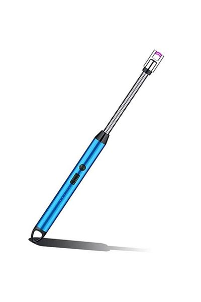 Taimi ولاعة شموع كهربائية قابلة لإعادة الشحن بمنفذ USB Type-C مع مصباح LED طويل الرقبة، أزرق ثلجي