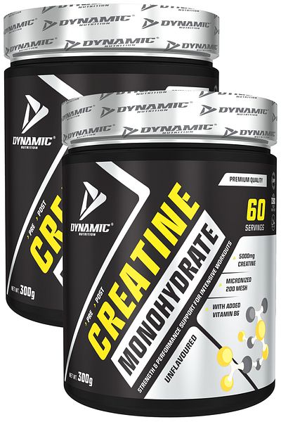 Dynamic Nutrition كرياتين مونوهيدرات - 300 جرام × 2 قطعة = 600 جرام - بدون رائحة - 120 خدمة - كرياتين مونوهيدرات مكروني نقي 100%