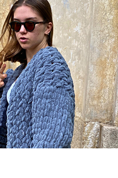 Alize 87 Dark Gray Puffy Hand Knitting Yarn - 1 Piece of 100 Gr. Finger Knit Lanyard - Blanket Pillow