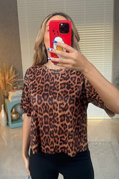 Mucios Leopar Baskılı Triko Bluz