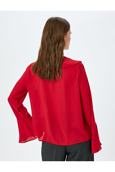 Koton Μακρυμάνικο πουκάμισο με βολάν με λεπτομέρεια με δέσιμο μπροστά