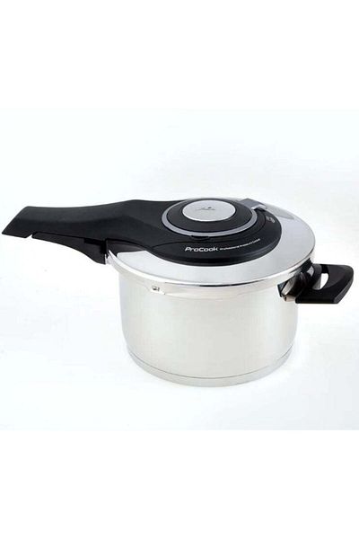Jumbo Oala sub presiune Procook 6lt Negru Gri deschis din otel inoxidabil