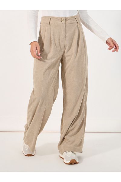 Styli Relaxed Fit High Rise Corduroy Pants