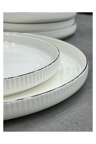 Doğudeko Sierra Silver Porcelain 20 Piece Brunch Set
