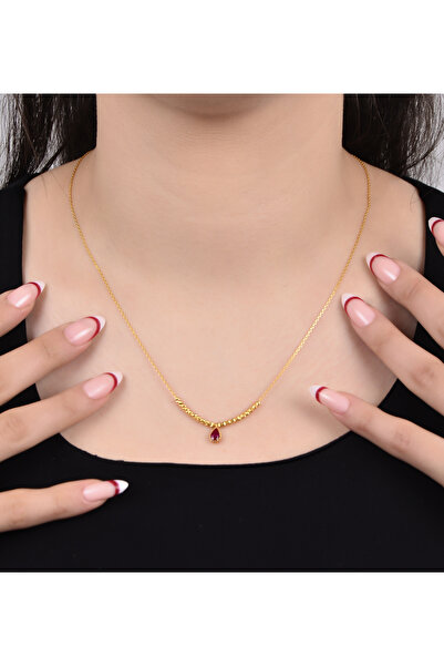 kuyumcu nurettin 4,50 (gram) Dorikalı Kırmızı Taşlı Kolye 22 Ayar Altın