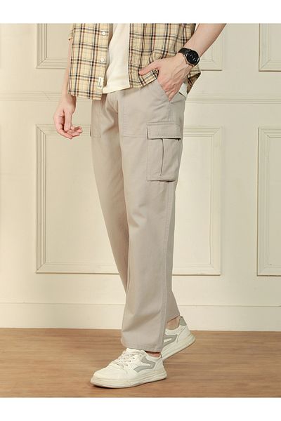 Dennis Lingo By Styli Relaxed Fit Solid Cotton Lycra Trousers