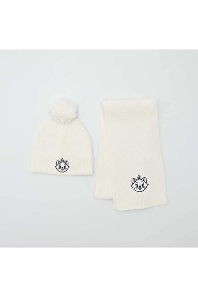 KIABI طقم قبعة ووشاح مضلع من "ديزني" "ماري" - طقم مكون من قطعتين - بيج