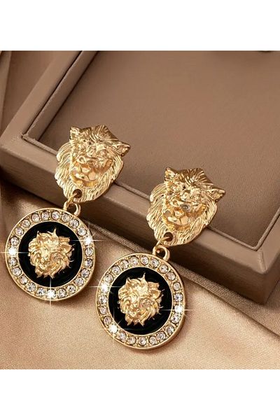 Silpus Stone Lion Head Design Earrings