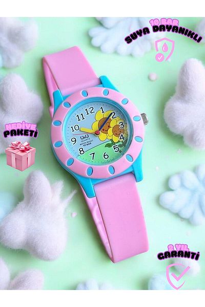 Q&Q 10 Atm Water Resistant Children's Silicone Cord Wrist Watch with Eylence Figure - Gf.13J.01