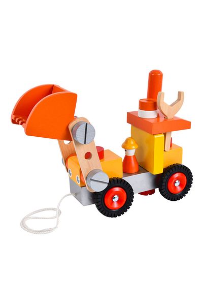 Fab N Funky Wooden Construction Truck Playset, Orange - 24pc, Durable & Child Safe, 3  Years