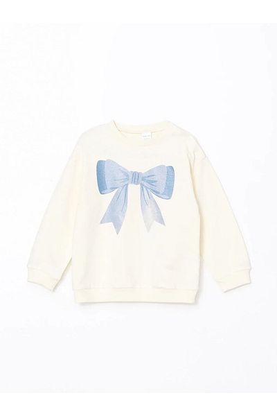 LC Waikiki Lcw Baby Ecru Crew Neck Baby Girl Sweatshirt and Leggings 2Pcs